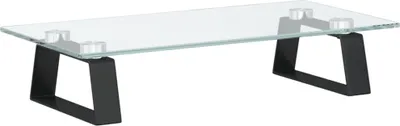 Zdjęcie produktu dla Podstawka pod monitor, czarna, 40x20x8 cm, szkło i metal