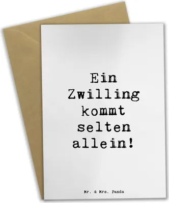 Produktbild von Mr. & Mrs. Panda Glückwunschkarte Spruch Zwillingsgeschwister Liebe - Weiß - Geschenk, einladungskarten, liebevoll, dankeskarten, Zwillinge, Geschenke, hochzeitskarten