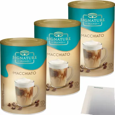 Produktbild von Krüger Signature Blend Macchiato 3er Pack (3x200g Dose) + usy Block
