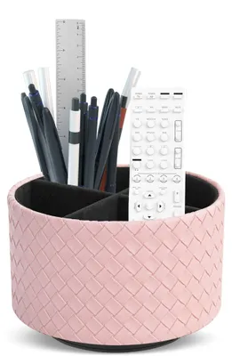 Produktbild von Drehbarer Stifthalter aus Leder - Schreibtisch-Organizer für Büromaterialien