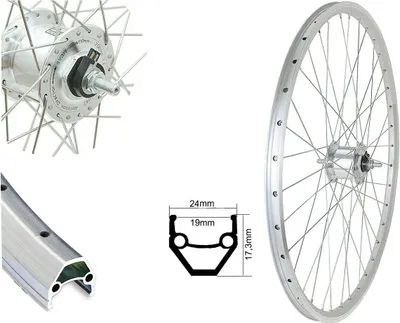 Produktbild von Vorderrad 28" mit Nabendynamo Hohlkammerfelge 28 Zoll für Felgenbremse silber