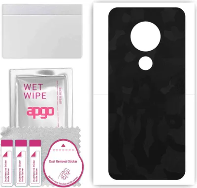 Produktbild von apgo Rückseite Schutzfolie, Skin, kompatibel mit Nokia 6.2, Hinten Displayschutzfolie aus Vinylfolie, kratzfest, einfache Montage - Schwarzes Tarnmuster