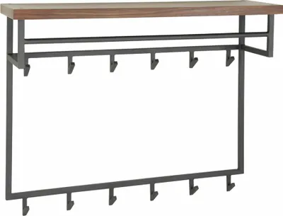 Produktbild von KAWOLA Garderobe ADELIA Nussbaum Metall Hutablage 12 Haken grau