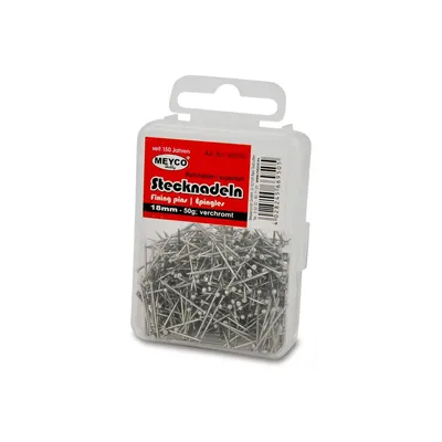 Produktbild von Meyco Stecknadeln Stahl superhart Silber verchromt in 18mm 50g