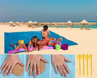 Immagine prodotto di Telo da spiaggia, telo impermeabile per la spiaggia, 200 x 200 cm, per uso esterno, extra grande