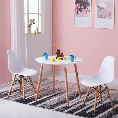 Obrázok produktu pre Krúhly jedálenský stôl, skandinávsky štýl, MDF, biela farba, priemer 80 cm