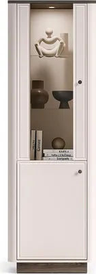 Produktbild von Wohnzimmer Vitrine in Beige mit Eiche, moderner Stil, 1 Tür, LED-Beleuchtung - VEJANO-131