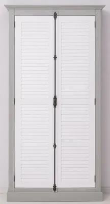 Produktbild von Casa Padrino Landhausstil Kleiderschrank Grau / Weiß 109 x 40 x H. 210 cm - Massivholz Schlafzimmerschrank mit 2 Türen - Landhausstil Schlafzimmer Möbel - Massivholz Möbel im Landhausstil