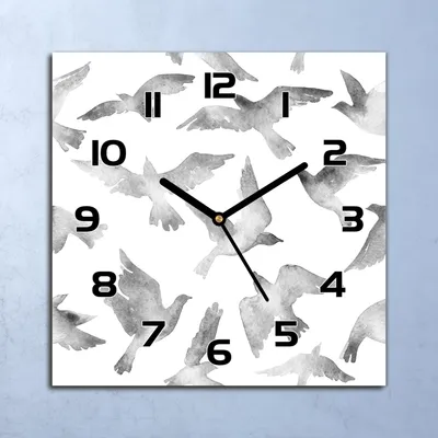 Produktbild von Wanduhr Echt-Glas-Küchenuhr Vogel grau und weiß Quarz 30x30 Deko Bilder