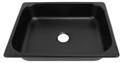 Image de Évier de 325 x 265 x 65 mm pour camping-car, en acier inoxydable 304, à évacuation efficace, de forme carrée, pour cuisine ou salle de bains, avec sortie de 40 mm, pour caravanes, camping-cars et bateaux, en plastique noir