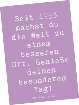 Produktbild von Mr. & Mrs. Panda Postkarte Spruch 1996 Geburtstag - Lavendeltraum - Geschenk, Postkarten, Freunde, Geburtstagsgeschenk, Happy Birthday, genießen, Ansichtskarten