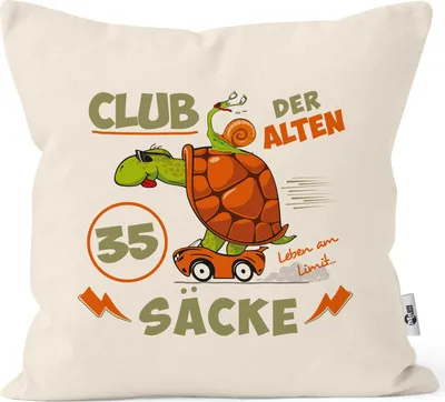 Produktbild von Kissen-Bezug witziges ironisches Geschenk für Männer zum 30, 35, 40, 45, 50, 55, 60, 65, 70, Geburtstag lustiger Spruch MoonWorks® 35 Jahre natur unisize