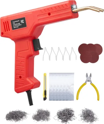 Image de Pistolet de soudage plastique 100W - Appareil de soudage plastique avec 800 agrafes - Outil professionnel pour le bricolage et l'utilisation commerciale