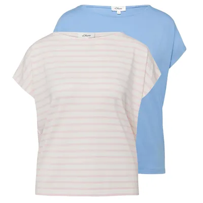 Produktbild von S.OLIVER Damen T-Shirt gestreift uni mehrfarbig | 2 Stück | 8184