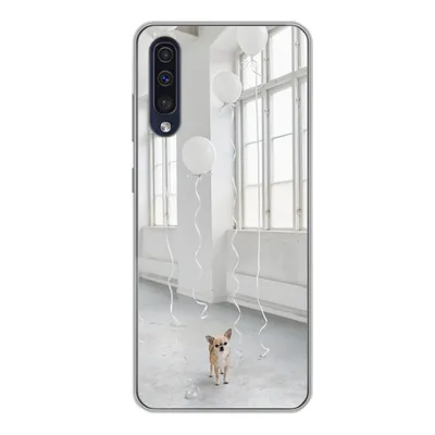 Produktbild von MuchoWow® Handyhülle Schutzhülle Hülle für Samsung Galaxy A50 Hund - Weiß - Luftballon Silikon Softcase Handy Hülle - Mobiltelefonhülle