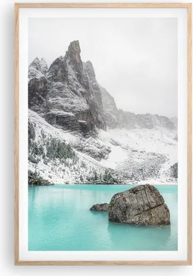 Produktbild von Gerahmtes Poster - Rahmen in heller Eiche - Berge See Schnee - 61x91,5 cm - Wand Bild - Wanddeko - Wandbilder - Kunstposter - Wandposter - Bilderrahmen - Bilder - Kunstdruck - P2NPA61x91-4377