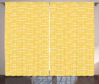 Produktbild von ABAKUHAUS Geometrisch Rustikaler Vorhang, Dreieck Constrast, Wohnzimmer Universalband Gardinen mit Schlaufen und Haken, 280 x 225 cm, Gelb Weiß