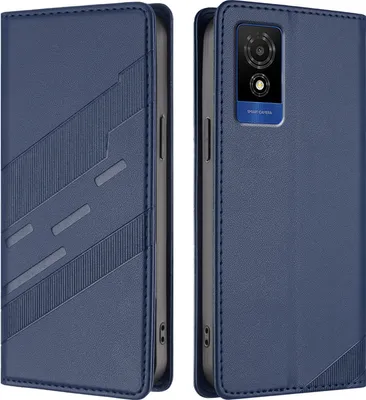 Produktbild von Hülle für TCL 501/T433D, Kunstleder Brieftaschen Handyhülle mit Kartenfach und Standfunktion Blau