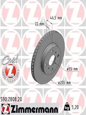 Produktbild von 2x ZIMMERMANN 590.2808.20 Bremsscheibe Vorderachse