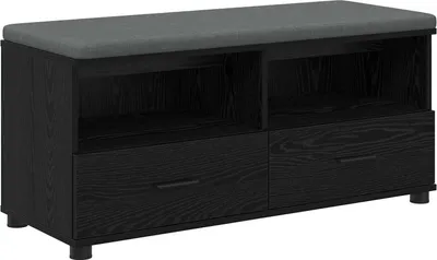 Image de Banc d'entrée avec coussin Chêne Noir 100 x 38 x 46 cm