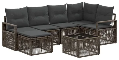 Produktbild von vidaXL Gartensofa-set 7 stk. Grau Poly-Rattan