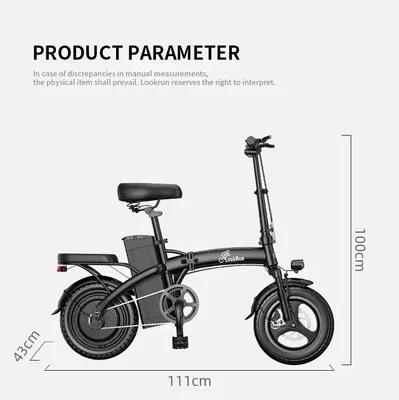 Immagine prodotto di Bicicletta elettrica - Modello T11 City & da fuoristrada - Motore brushless da 250W - Batteria al litio da 36V 15Ah - Autonomia: 31–60 km - Telaio in alluminio pieghevole - Colore: nero