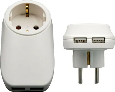 Produktbild von Steckdosenadapter Steckdose Zwischenstecker Stecker Ladegerät USB Adapter 2 x USB-Schnellladung Mehrfachstecker Steckdosenleiste