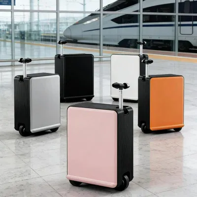Image de Valise à roulettes électriques pour bagages à main - Valise à roulettes motorisée - Légère - 4 roulettes multidirectionnelles - Serrure à combinaison - Coque rigide en polycarbonate - Noir