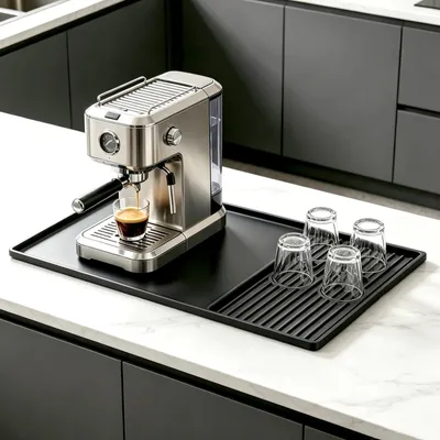 Productafbeelding van 2-in-1 Koffiemat - Siliconen, 60 x 40 cm, Zwart