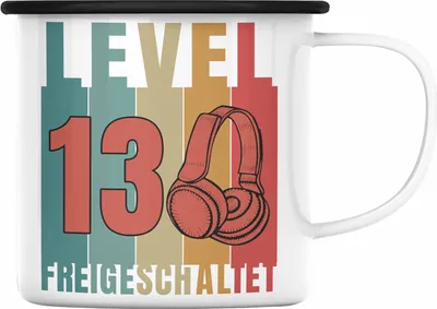 Produktbild von Trendation - 13. Geburtstag Junge Lustige Gamer Emaille Tasse Zocker Geschenk Gamer Gamergirl Geschenkidee Geburtstag 13er Geburtstag (Schwarz)