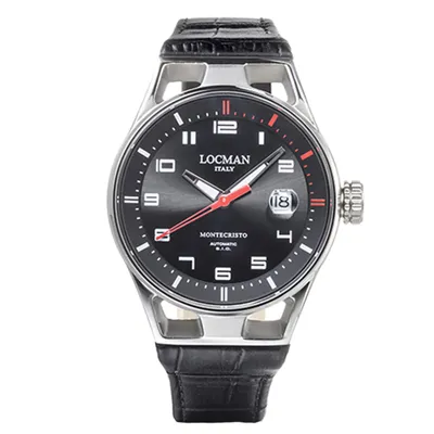 Produktbild von 0541A01S-00BKRDPK Italy Herrenuhr Montecristo Automatik schwarz 41 mm Ref. 0541 Locman