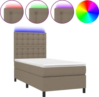 Produktbild von vidaXL Boxspringbett mit Matratze & LED Taupe 90x190 cm Stoff