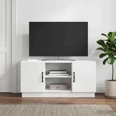 Obrázek produktu pro Maison Exclusive – Televizní skříňky, rozměry 102 x 34,5 x 47 cm, povrch s vysokým leskem, bílá barva, materiál: dřevotříska