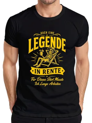 Productafbeelding van Ook een legende die met pensioen gaat. Skelet, pensioen, statement, heren T-shirt, zwart, maat S