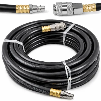 Immagine prodotto di Tubo flessibile per aria compressa pressato, 10 metri, tubo per compressore, rinforzato internamente, gomma flessibile, 20 bar