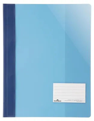 Image de DURABLE Chemise à couverture transparente A4+ avec porte-étiquette 90x57 mm, Bleu, 269006