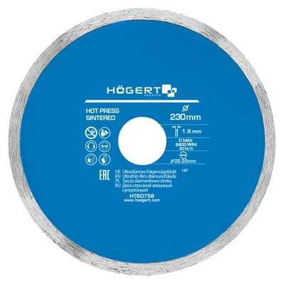 Image de Disque diamant Hogert 230x22,2/plein