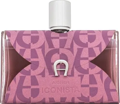 A close-up shot of an Aigner Iconista Eau de Parfum bottle.