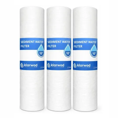 Produktbild von KLARWOD Wasserfilterpatrone 10" (20 Mikron) 3 Pack Schaumstoff Sediment Wasserfilterkartusche ganze Haus Sediment Filtration Universal Ersatz