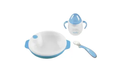 Obrázek produktu pro Set termotalířku s silikonovou lžičkou a hrnečkem, Pastel blue