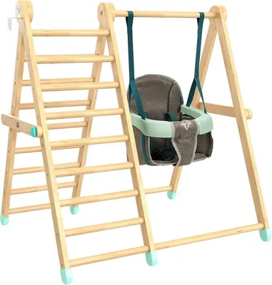 Produktbild von TP Active-Tots | Kletter- und Schaukel-Aktivitäts-Set aus Holz | Innenbereich & faltbar | Baby und Kleinkind ab 6 Monaten | Indoor-Kletter- und Spielset mit Schaukel