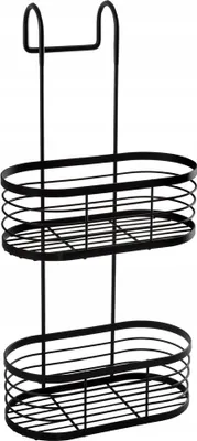 Produktbild von Hängeregal Duschkabine 2 Ebenen, Duschablage aus Metall, schwarz, 23x47 cm ohne Bohren