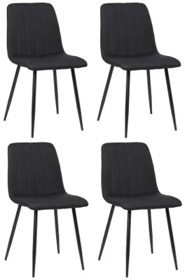 Produktbild von DELUKE® 4er Set Stühle LENZ Stoff - 88x45x53cm, schwarz, Metall Gestell | Stühle Esszimmerstühle Stuhl Esszimmer Esstisch Stühle Küchenstuhl
