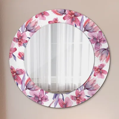 Produktbild von Spiegel - Mirror zum Wandspiegel Schlafzimmer – Schminkspiegel- Aquarell Blumen- Ø50cm
