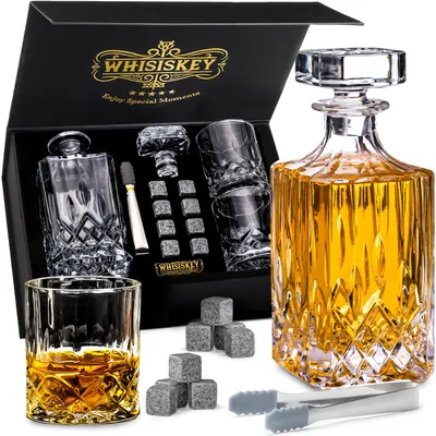 Whiskey-Karaffen-Set 700 ml mit 2 Gläsern & Steinen