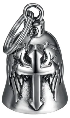 Productafbeelding van Jewelry - Motorfiets bel geluk charme bescherming biker triker - Kruis engel vleugel roestvrij staal 316L