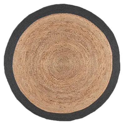 Produktbild von Volero - Jute Teppich Rund - Fair Natur Schwarz  | Natürlich! - Ø 120cm - Living room - Rustic