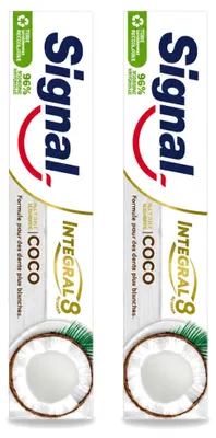 Productafbeelding van 2 x Signal Integral 8 Nature Elements Kokostandpasta - 75 ml - Voordeelverpakking - 2 stuks