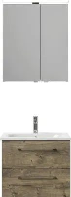 Produktbild von Pelipal Badmöbel-Set Sunline 121 BxHxT 61 x 200 x 46 cm Frontfarbe Eiche ribbeck mit Mineralguss-Waschtisch, Waschtischu