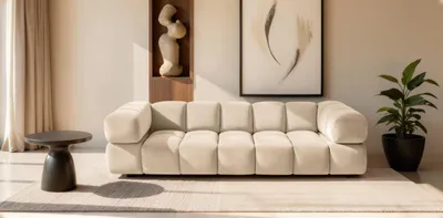 Produktbild von Kaiser Möbel Sofa 4-Sitzer, Couch, Veloursstoff Bluvel, Creme, Averro